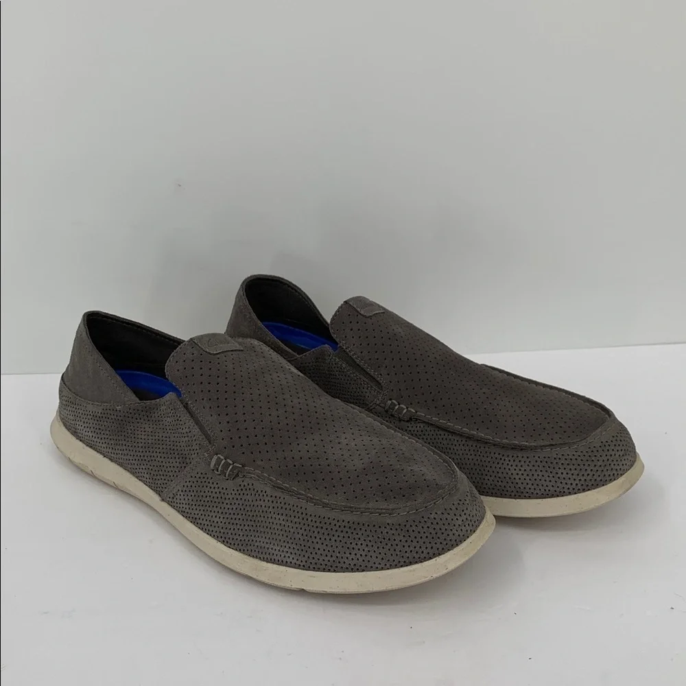 Clarks Flexway Easy slip-on loafer shoe dark gray suede comfort flexible men 13